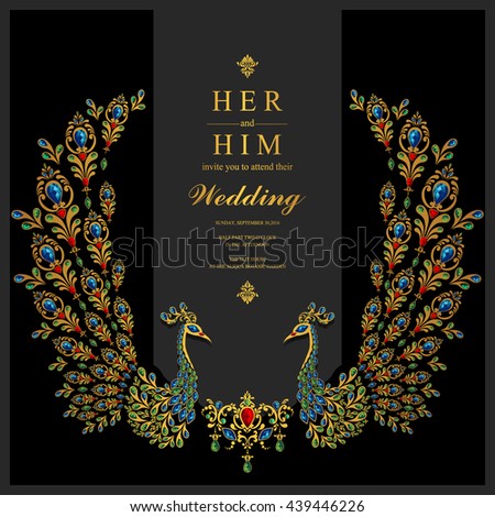 Wedding invitation or card with abstract background. Islam, Arabic, Indian, Dubai.