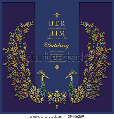 Wedding invitation or card with abstract background. Islam, Arabic, Indian, Dubai.