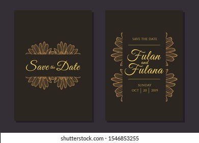 wedding invitation card with abstract doodle hand drawn daisy flower floral sketch ornament background template mockup decoration vector illustration