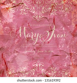 Wedding invitation card with abstract floral background.