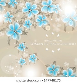 Wedding invitation or card with abstract floral background.