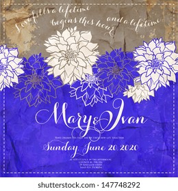 Wedding invitation or card with abstract floral background.