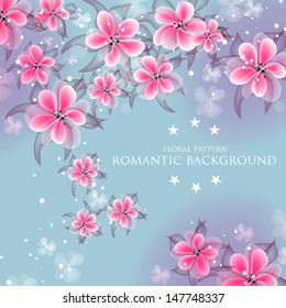 Wedding invitation or card with abstract floral background.