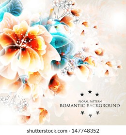 Wedding invitation or card with abstract floral background.