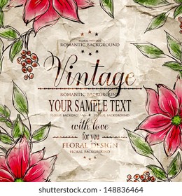 Wedding invitation or card with abstract floral background.