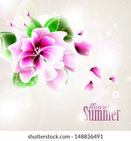 Wedding invitation or card with abstract floral background.