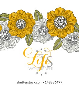 Wedding invitation or card with abstract floral background.