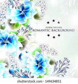 Wedding invitation or card with abstract floral background.