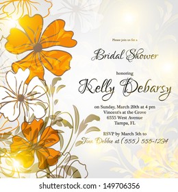 Wedding invitation or card with abstract floral background.