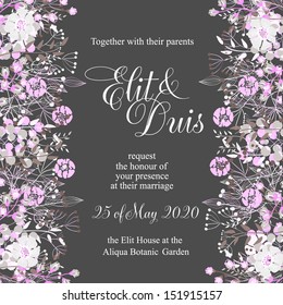 Wedding invitation or card with abstract floral background.