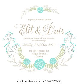 Wedding invitation or card with abstract floral background.
