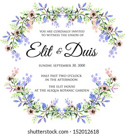 Wedding invitation or card with abstract floral background.