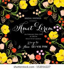 Wedding invitation or card with abstract floral background.