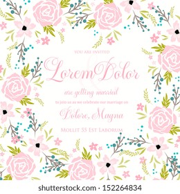 Wedding invitation or card with abstract floral background.