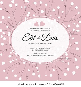 Wedding invitation or card with abstract floral background.