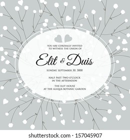 Wedding invitation or card with abstract floral background.