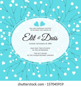 Wedding invitation or card with abstract floral background.