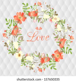 Wedding invitation or card with abstract floral background.