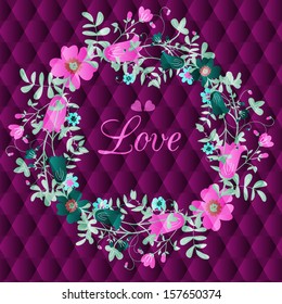 Wedding invitation or card with abstract floral background.