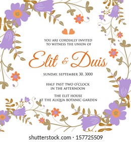 Wedding invitation or card with abstract floral background.