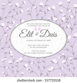 Wedding invitation or card with abstract floral background.