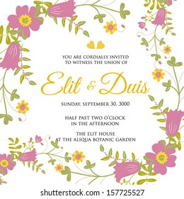 Wedding invitation or card with abstract floral background.