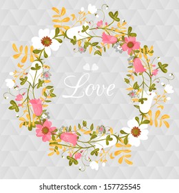 Wedding invitation or card with abstract floral background.