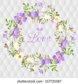 Wedding invitation or card with abstract floral background.