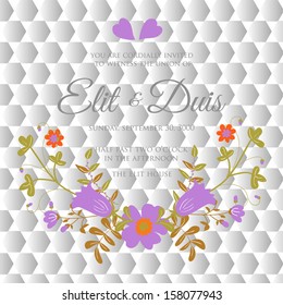 Wedding invitation or card with abstract floral background.