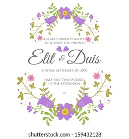 Wedding invitation or card with abstract floral background.