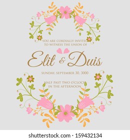 Wedding invitation or card with abstract floral background.