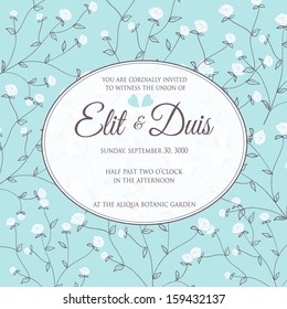 Wedding invitation or card with abstract floral background.