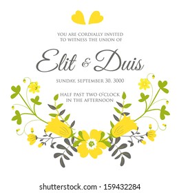 Wedding invitation or card with abstract floral background.