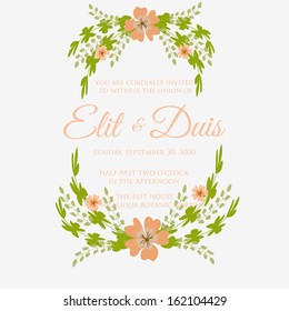 Wedding invitation or card with abstract floral background.
