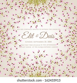 Wedding invitation or card with abstract floral background.