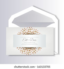 Wedding invitation or card with abstract floral background.