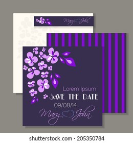 Wedding invitation card with abstract floral background.