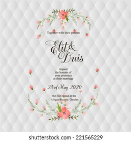 Wedding invitation or card with abstract floral background.