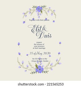 Wedding invitation or card with abstract floral background.