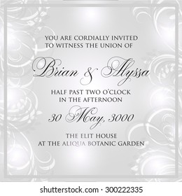 Wedding invitation or card with abstract floral background.