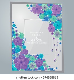 Wedding invitation or card with abstract floral background.