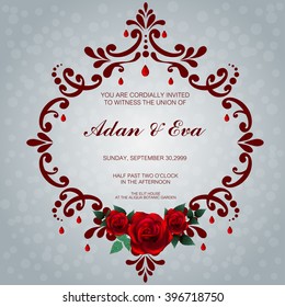 Wedding invitation or card with abstract floral background.