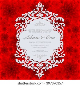 Wedding invitation or card with abstract floral background.