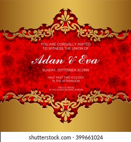 Wedding invitation or card with abstract floral background.
