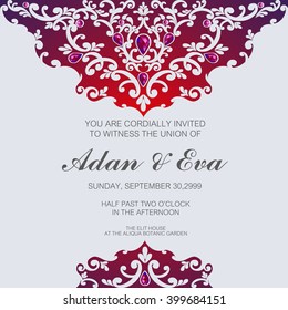 Wedding invitation or card with abstract floral background.