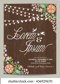 wedding invitation card with abstract floral background