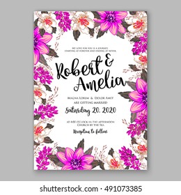 Wedding invitation card with abstract floral background