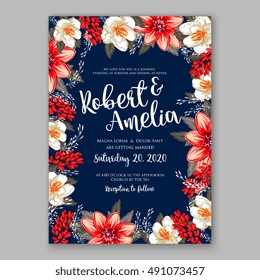 Wedding invitation card with abstract floral background