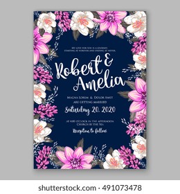 Wedding invitation card with abstract floral background