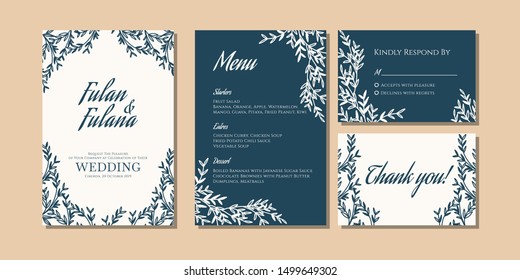 wedding invitation card abstract hand drawn doodle outline flower and floral mock up template vector illustration